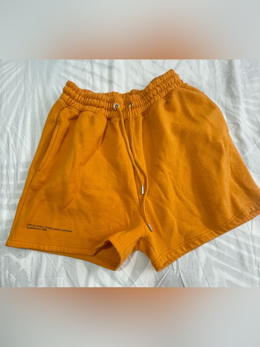 Boohoo Orange Elastic Waist Drawstring Athletic Shorts
